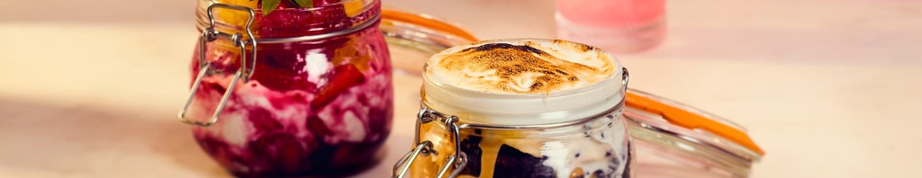 Berry parfait and toasted s'mores dessert jars